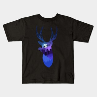 Rudolf the Reindeer silhouette city skyline christmas Kids T-Shirt